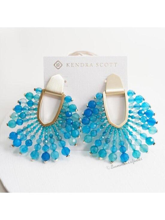 Kendra Scott Jewelry - Kendra Scott Diane Bead Stone Statement Earrings Teal Agate